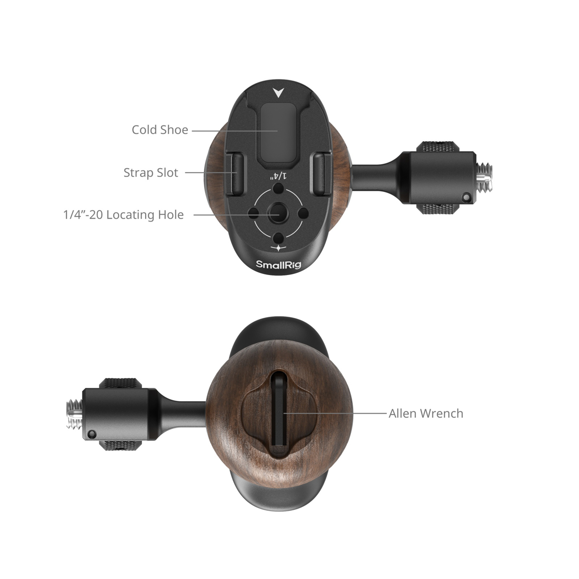 SmallRig 5238 Seitlicher Holzgriff mit 1/4"-20&3/8"-16 ARRI-Pos.-Schrauben