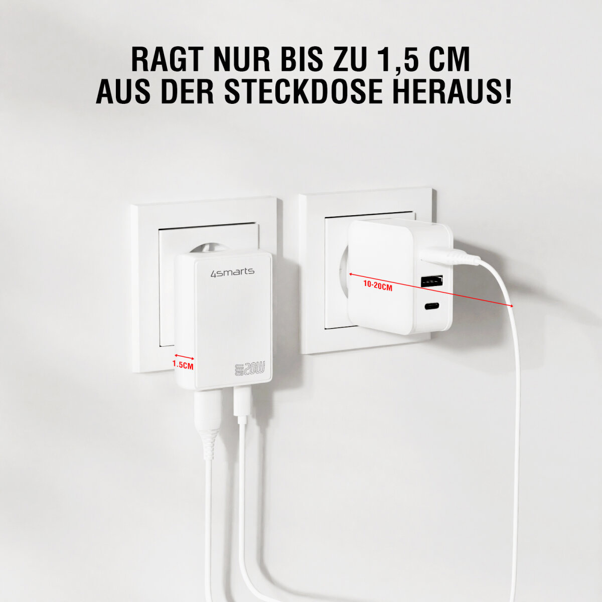 4smarts FlatPlug Duos 20W GaN 1C + 1A Netzladegerät