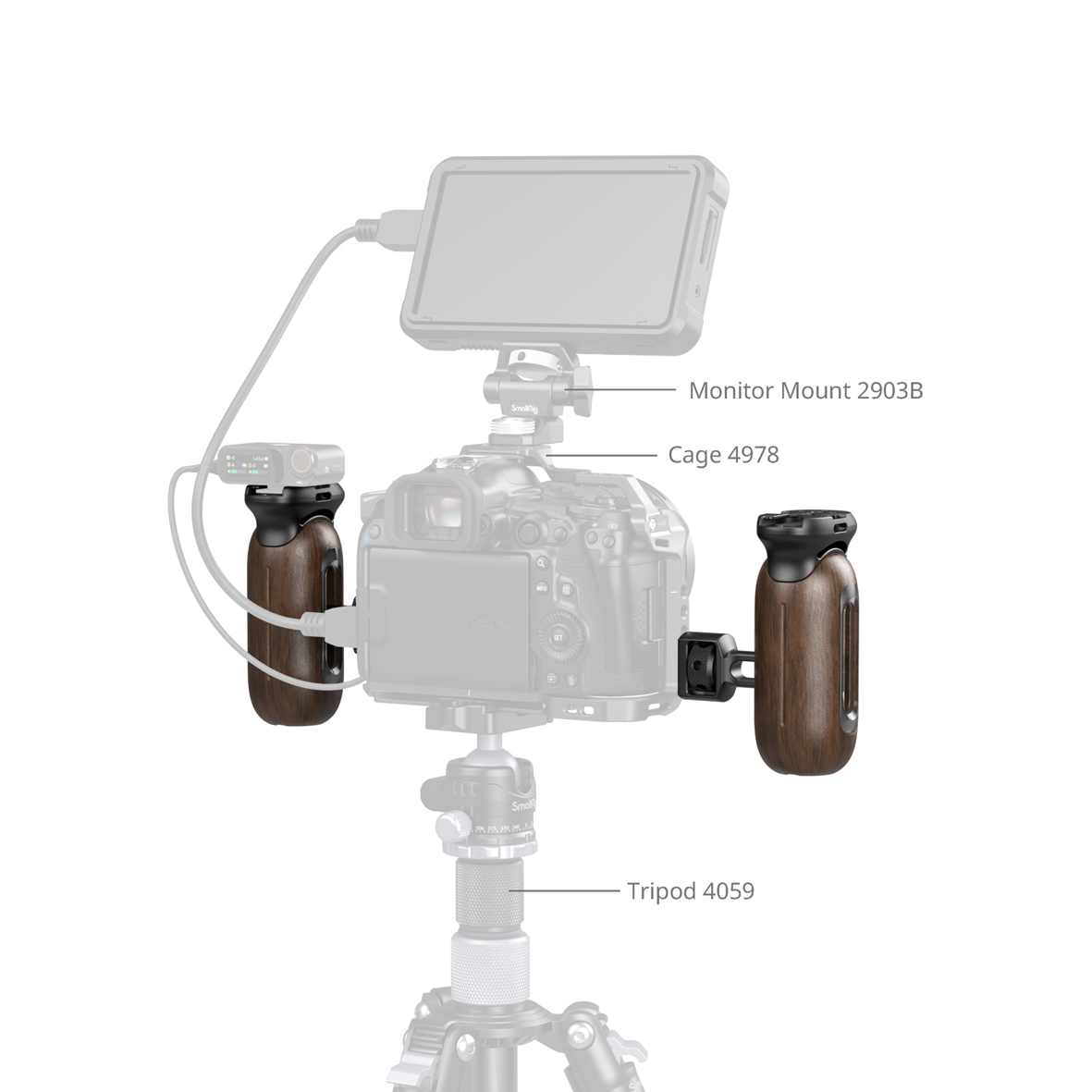 SmallRig 5238 Seitlicher Holzgriff mit 1/4"-20&3/8"-16 ARRI-Pos.-Schrauben
