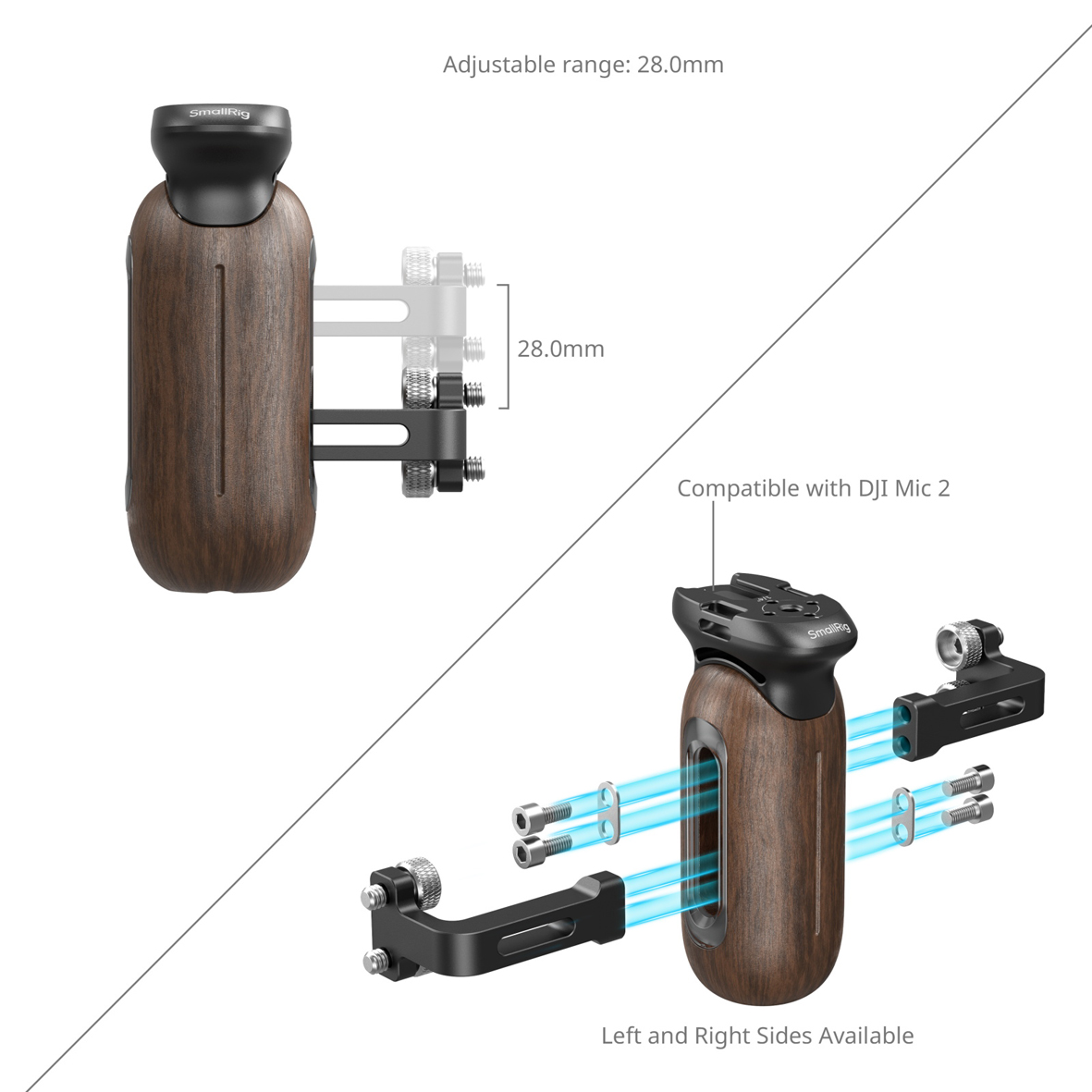SmallRig 5237 Seitlicher Holzgriff mit 1/4"-20 Schrauben