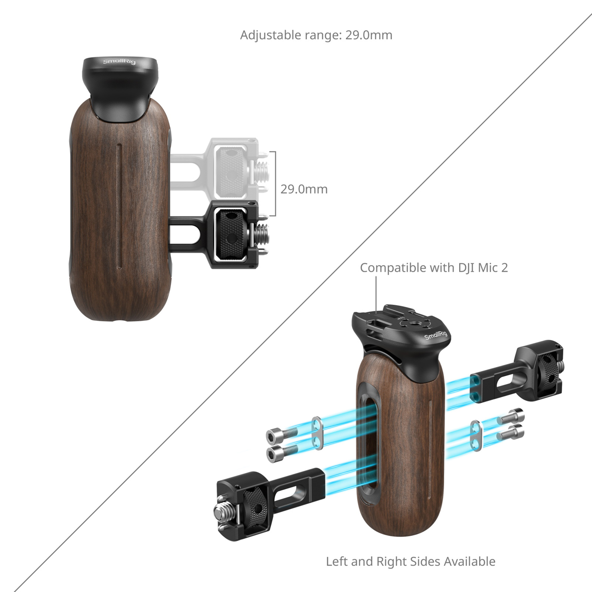 SmallRig 5238 Seitlicher Holzgriff mit 1/4"-20&3/8"-16 ARRI-Pos.-Schrauben