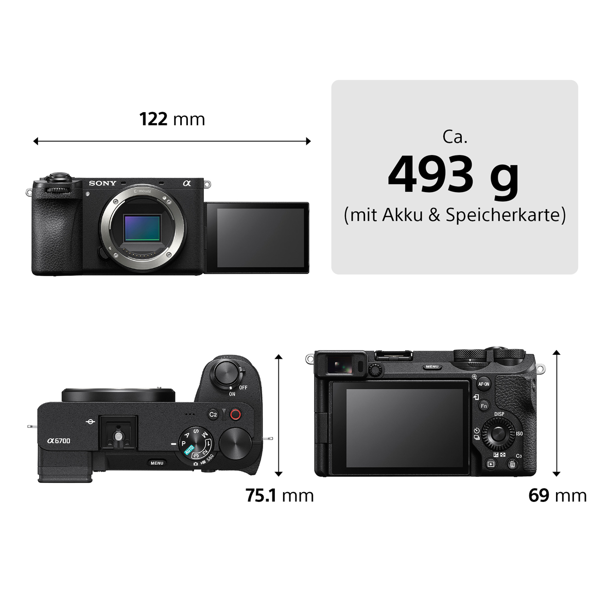 Sony Alpha ILCE-6700 Kit SEL1650II+SEL70350G schwarz Wildlife-Bundle