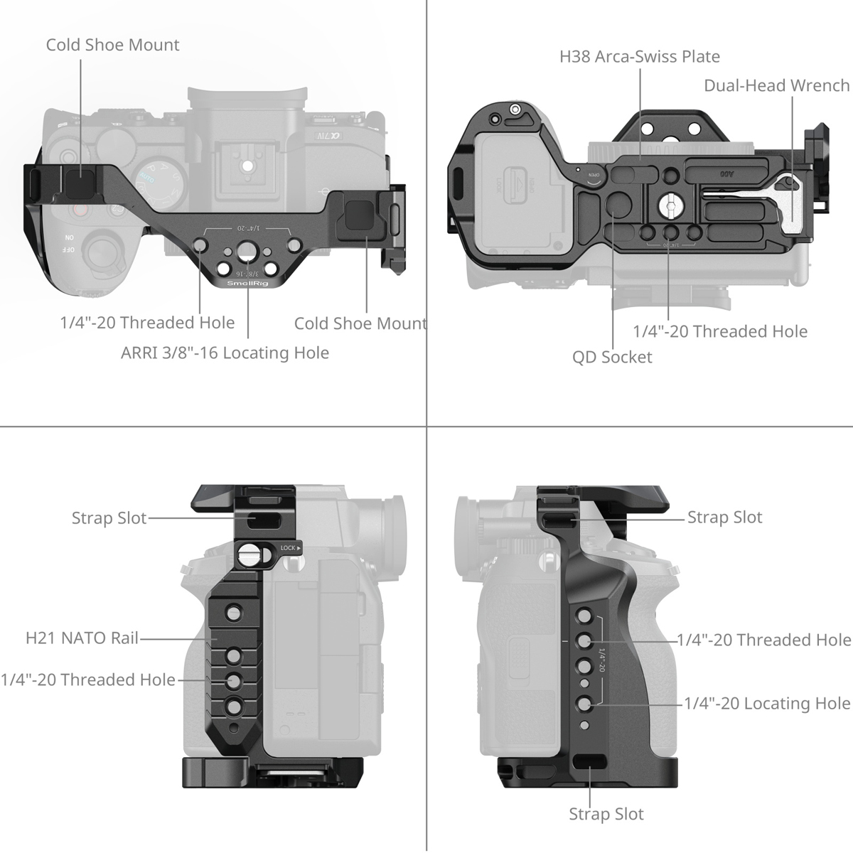 SmallRig 5599 für HawLock Cage Kit für Sony Alpha 7R V/7 IV/7S III Advanced Ed.