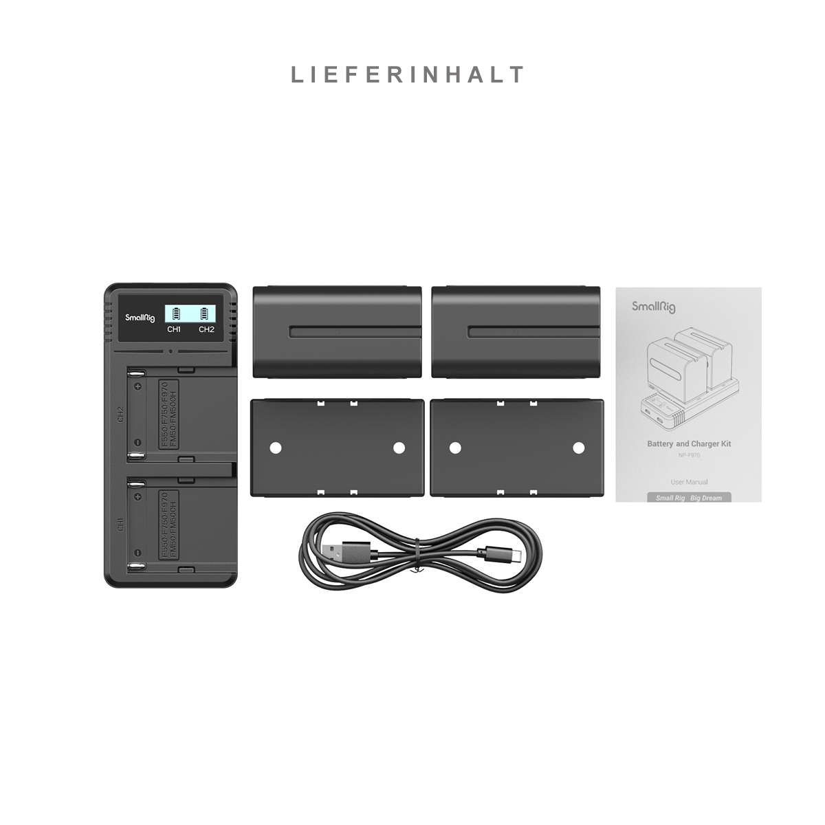 SmallRig 3823 NP-F970 2x Akku und Ladegerät Kit