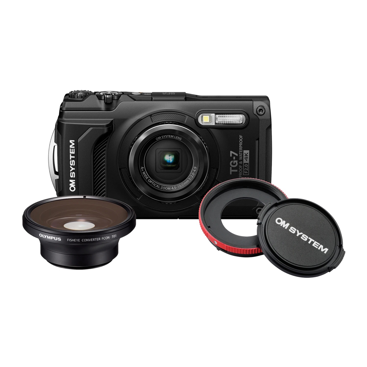 OM SYSTEM TG-7 schw, Fisheye Kit, Kamera inkl. CLA-T01 Adapter+FCON-T01 Konverter