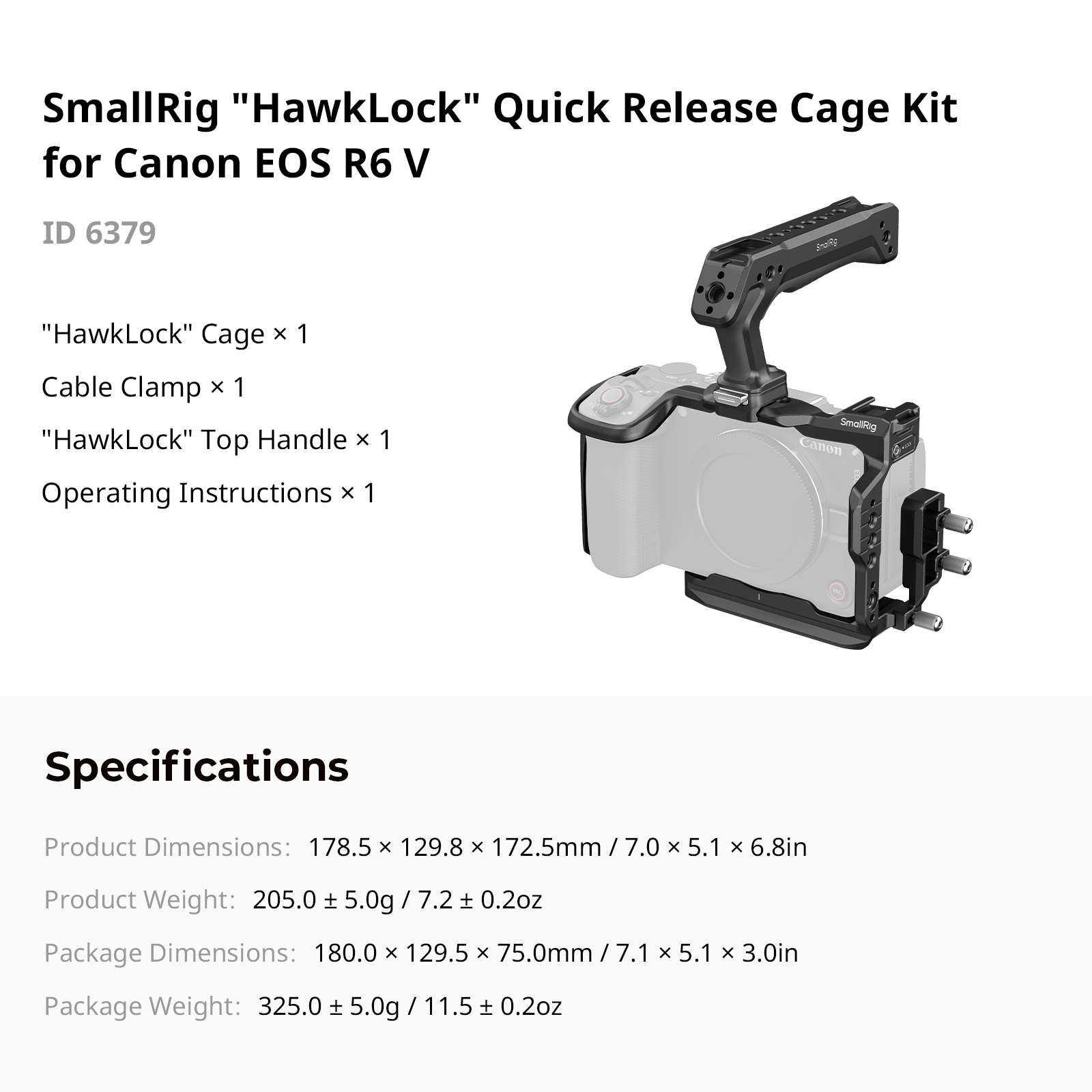 SmallRig 6379 HawLock Schnellwechsel- Cage-Kit Canon EOS R6 V