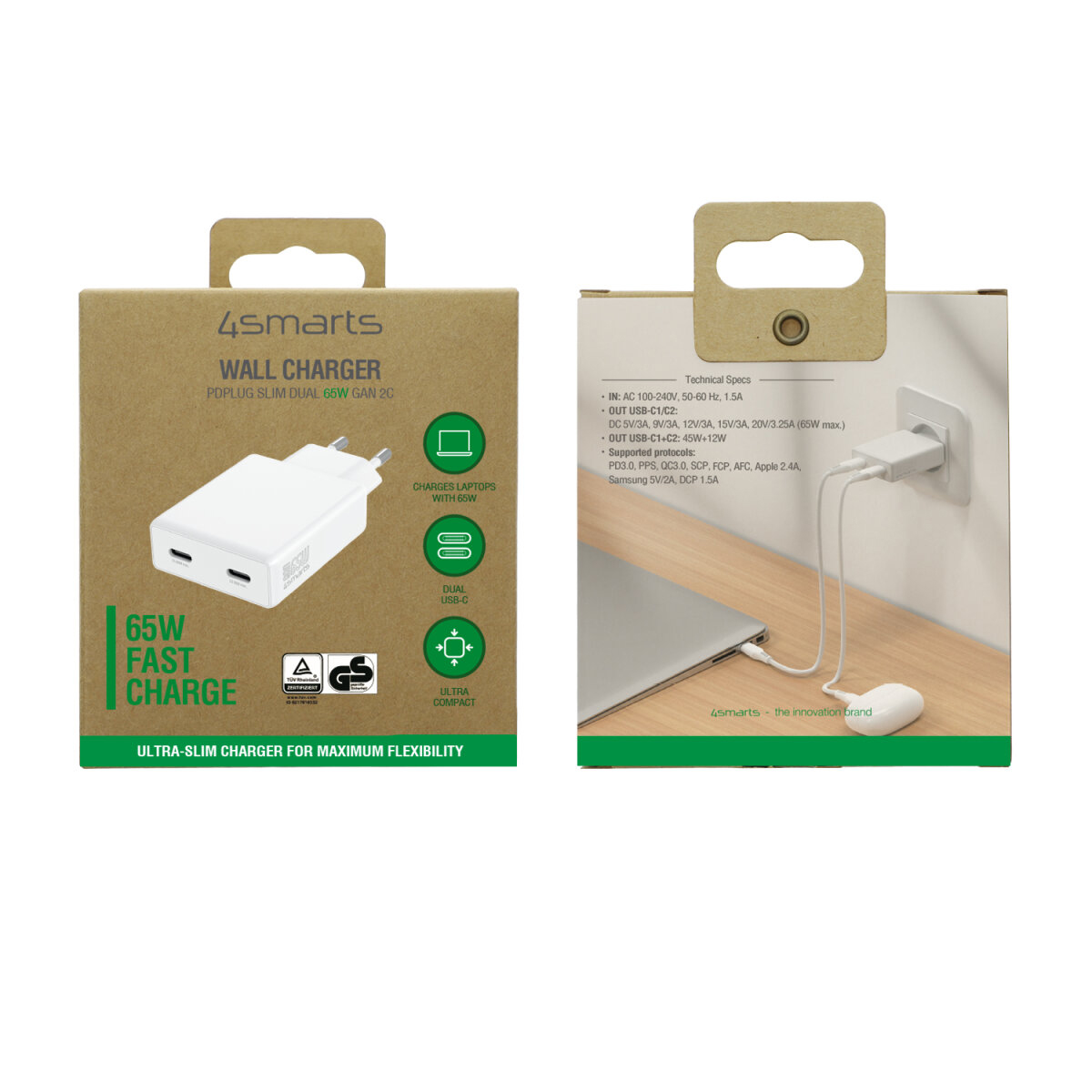 4smarts PDPlug Slim Dual 65W GaN 2C, Netzladegerät