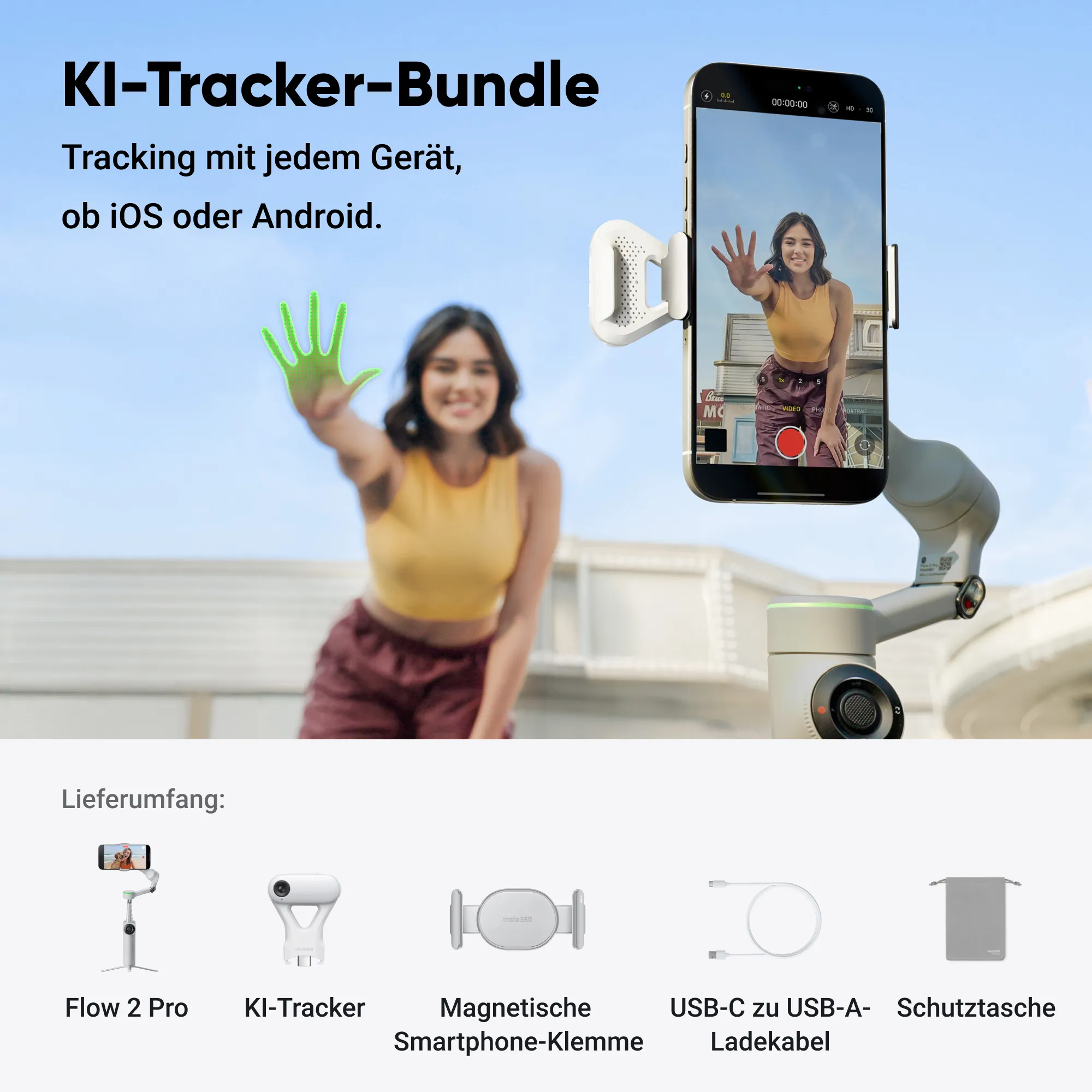 Insta360 Flow 2 Pro AI Tracker Bundle White