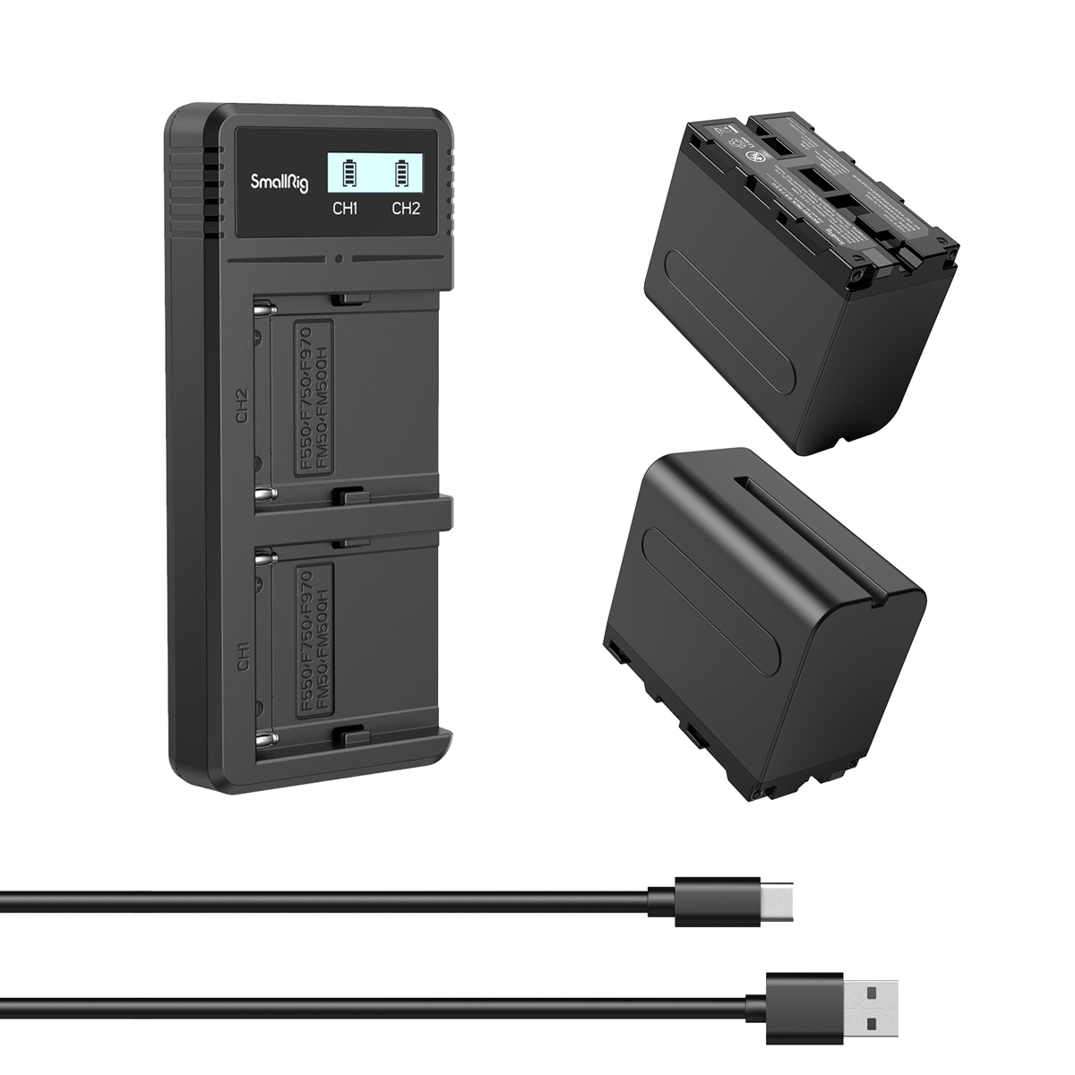 SmallRig 3823 NP-F970 2x Akku und Ladegerät Kit