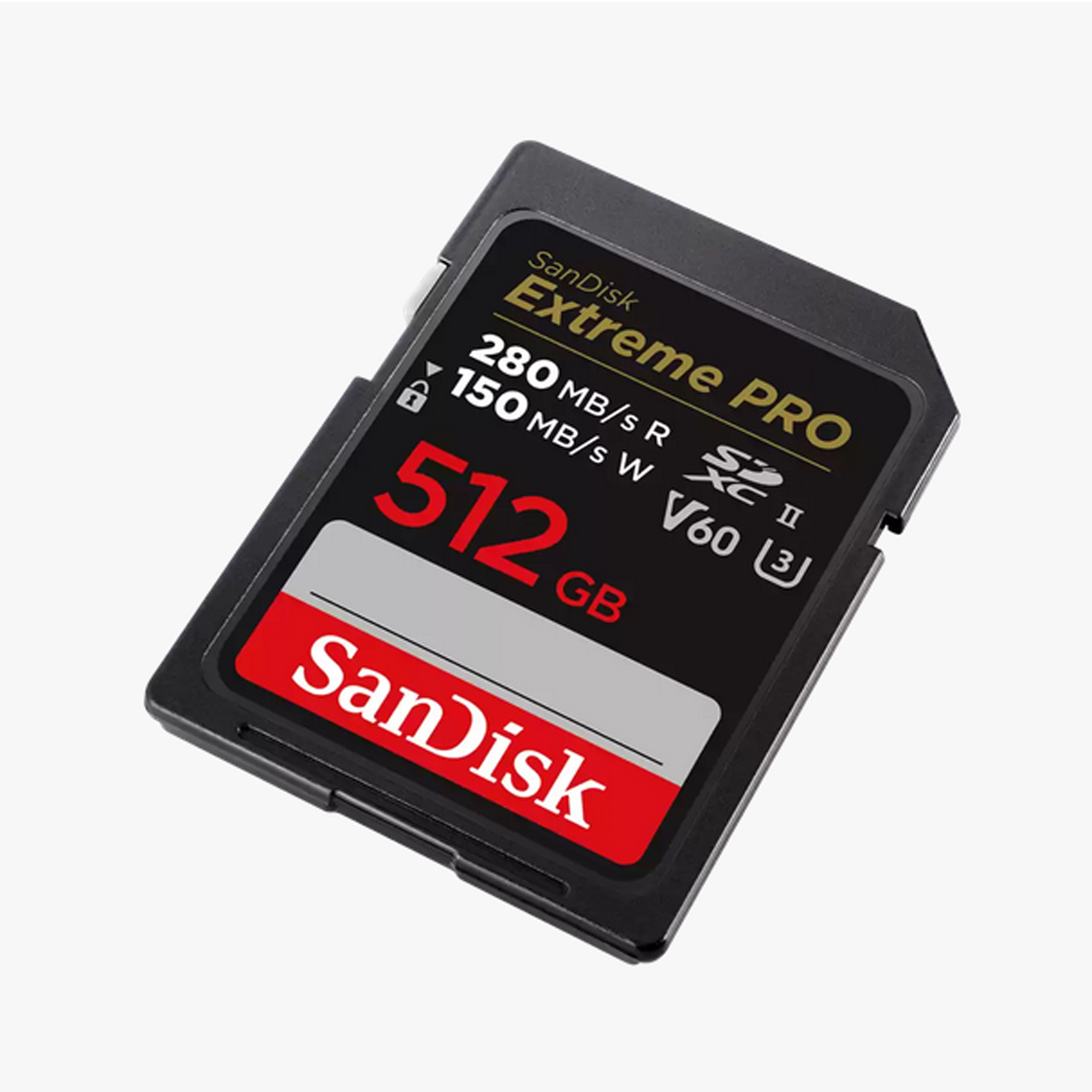 SanDisk 512 GB SDXC Extreme PRO 150MB/s V60 UHS-II Class10 R280-/W Speicherkarte