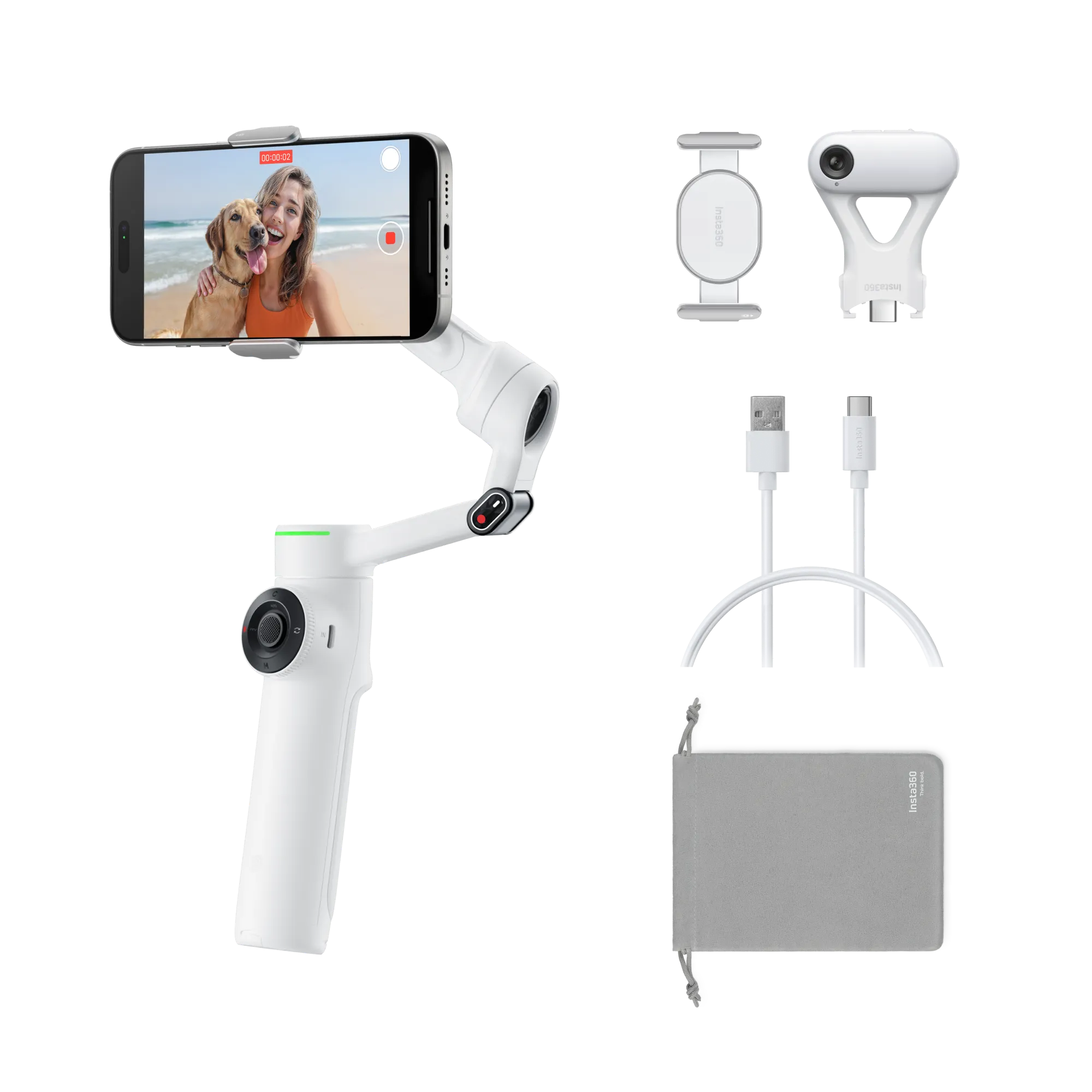 Insta360 Flow 2 Pro AI Tracker Bundle White