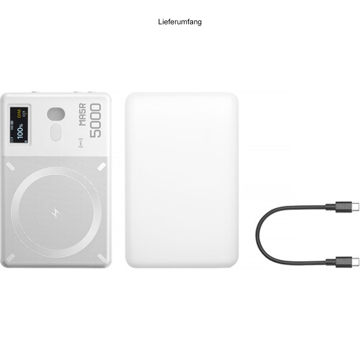 Godox MA5R weiß, RGB-Panel-Licht und Powerbank