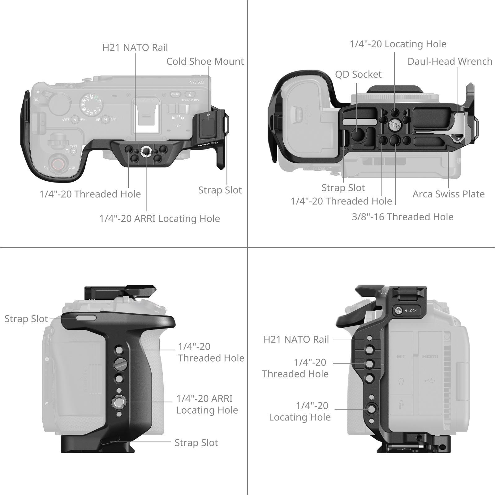 SmallRig 6379 HawLock Schnellwechsel- Cage-Kit Canon EOS R6 V