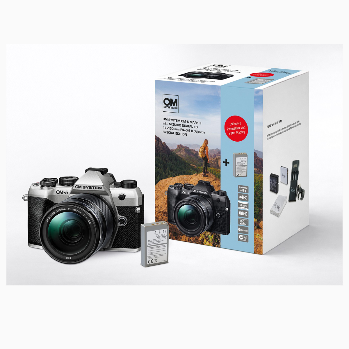 OM SYSTEM OM-5 II Special Edition silber + ED 14-150 mm  II + PH Akku