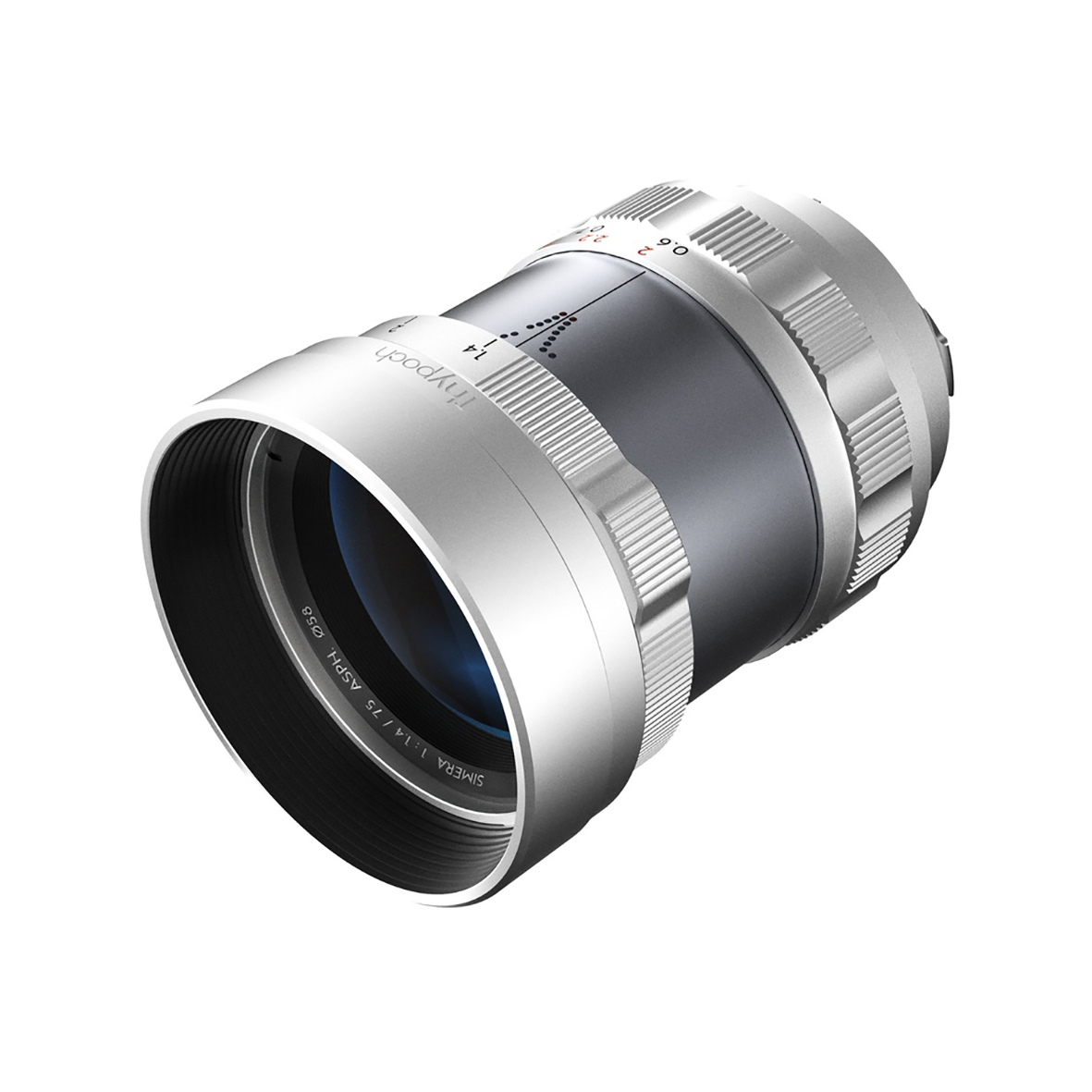 THYPOCH Full-frame Photography Lens Simera 75mm f1,4 for Leica M Mount,silb